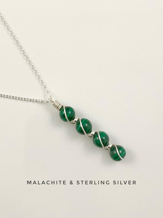 Malachite Necklace With Sterling Silver