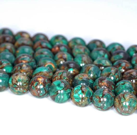 10mm Copper Bronze Malachite Gemstone Grade Aaa Round Loose Beads 15.5 Inch Full Strand Bulk Lot 1,2,6,12 And 50 (80004733-842)