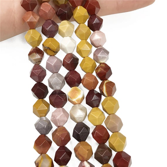 Faceted Mookaite Beads, Star Cut Beads, Gemstone Beads, 8mm, 10mm