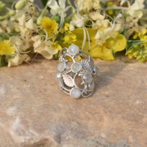 Natural Moonstone Ring, Handmade Ring, Designer Ring, Round Stone Ring, Artisan Ring, 925 Sterling Silver, Boho, Christmas Gift, Statement | Natural genuine Gemstone rings, simple unique handcrafted gemstone rings. #rings #jewelry #shopping #gift #handmade #fashion #style #affiliate #ad