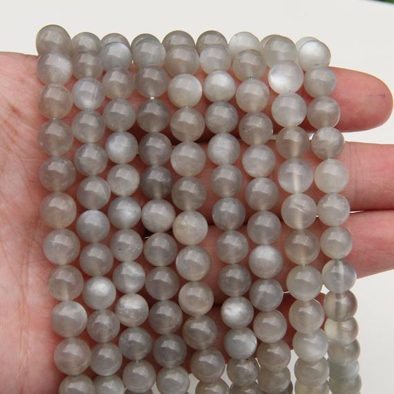 Natural Gray Moonstone Round Beads,polish Round Stone Beads,6mm 8mm  Round Beads,jewelry Loose Round Beads,gemstone Wholesale Beads.