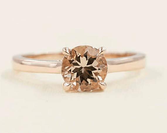 14k Morganite Engagement Ring / Morganite Solitaire Ring / Morganite Ring / Anniversary Ring / Rose Gold / Solitaire Ring / Wedding Ring