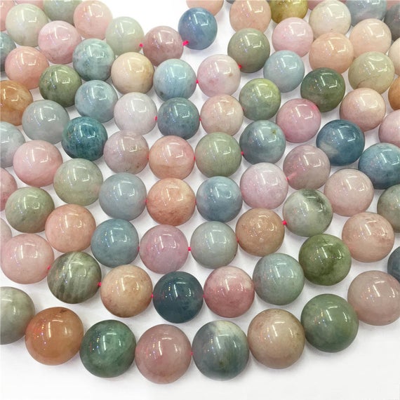 12mm Natural Multicolor Morganite Beads, Round Gemstone Beads, Wholesale Beads