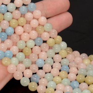 Shop Morganite Round Beads! 8mm Genuine Natural Morganite Gemstone Grade AAA Pink Multicolor Round Loose Beads 15 inch Full Strand LOT 1,2,6,12 and 50 (80006213-488) | Natural genuine round Morganite beads for beading and jewelry making.  #jewelry #beads #beadedjewelry #diyjewelry #jewelrymaking #beadstore #beading #affiliate #ad