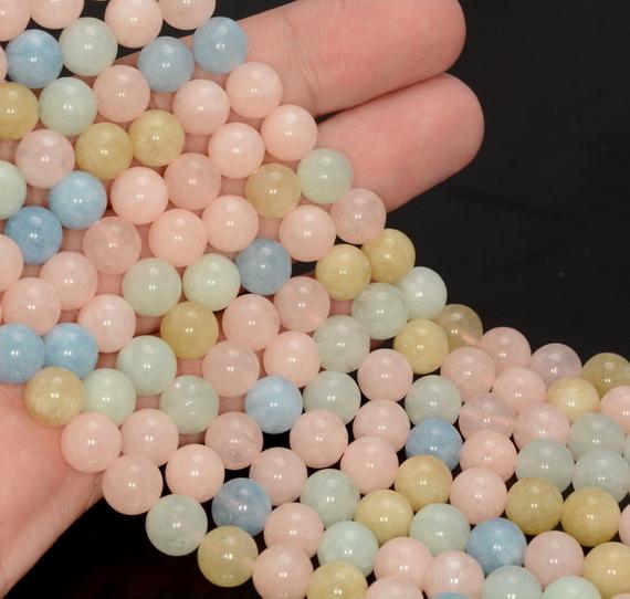 8mm Genuine Natural Morganite Gemstone Grade Aaa Pink Multicolor Round Loose Beads 15 Inch Full Strand Lot 1,2,6,12 And 50 (80006213-488)