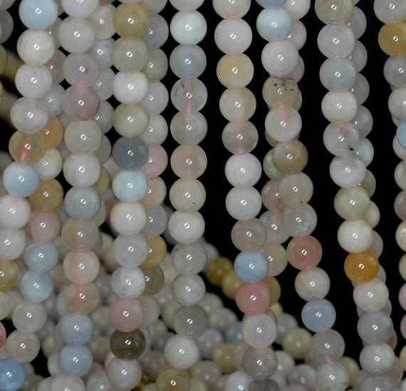 6mm Beryl Morganite Gemstone Multicolor Round Loose Beads 15.5 Inch Full Strand Lot 1,2,6 And 12 (90183450-787)