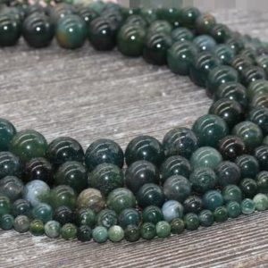 Shop Moss Agate Round Beads! Moss Agate Beads, Natural Gemstone Round Loos Beads, Sizes 4mm 6mm 8mm 10mm 12mm, Full Strand 15.5 inch, #6 | Natural genuine round Moss Agate beads for beading and jewelry making.  #jewelry #beads #beadedjewelry #diyjewelry #jewelrymaking #beadstore #beading #affiliate #ad