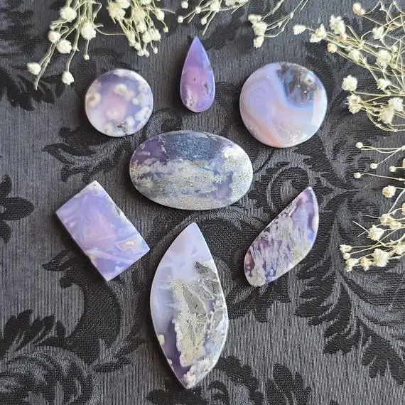 Scenic Moss Agate Cabochon, Choose Your Purple Gemstone Crystal For Jewelry Making, Wire Wrapping, Or Crystal Grids
