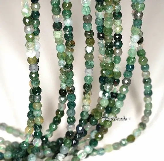 2mm Moss Agate Gemstone Green Micro Faceted Round 2mm Loose Beads 16 Inch Full Strand Lot 1,2,6,12 And 50 (90148188-170-e)