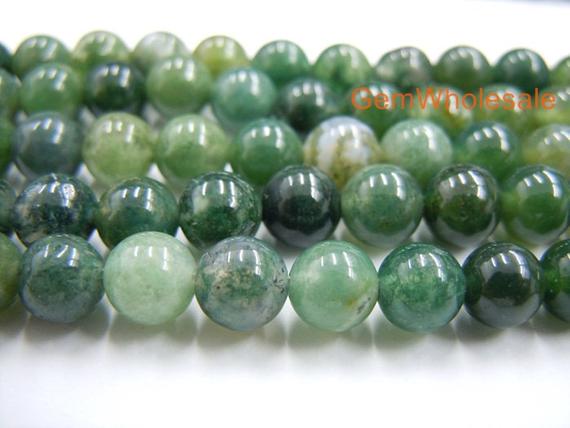 15.5" 8mm/10mm Natural Moss Agate Round Beads, Natural Green Gemstone, Semi-precious Stone, Diy Jewelry Beads, Gemstone Wholesaler