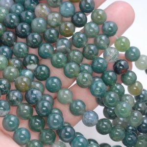 Shop Moss Agate Beads! Genuine Green Moss Agate Gemstone Round 4mm 6mm 8mm 10mm Grade AA Loose Beads 15 inch Full Strand | Natural genuine beads Moss Agate beads for beading and jewelry making.  #jewelry #beads #beadedjewelry #diyjewelry #jewelrymaking #beadstore #beading #affiliate #ad