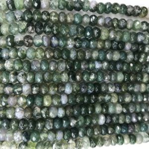 Shop Moss Agate Rondelle Beads! Natural Faceted Moss Agate 4x6mm / 5x8mm Rondelle Cut Genuine Loose Beads 15 inch Jewelry Supply Bracelet Necklace Material Wholesale | Natural genuine rondelle Moss Agate beads for beading and jewelry making.  #jewelry #beads #beadedjewelry #diyjewelry #jewelrymaking #beadstore #beading #affiliate #ad