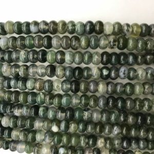 Shop Moss Agate Rondelle Beads! Natural Moss Agate 4x6mm / 5x8mm Rondelle Genuine Loose Beads 15 inch Jewelry Supply Bracelet Necklace Material Support Wholesale | Natural genuine rondelle Moss Agate beads for beading and jewelry making.  #jewelry #beads #beadedjewelry #diyjewelry #jewelrymaking #beadstore #beading #affiliate #ad
