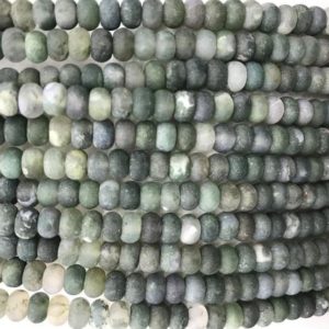 Shop Moss Agate Rondelle Beads! Natural Matte Moss Agate 4x6mm / 5x8mm Rondelle Genuine Loose Beads 15 inch Jewelry Supply Bracelet Necklace Material Support Wholesale | Natural genuine rondelle Moss Agate beads for beading and jewelry making.  #jewelry #beads #beadedjewelry #diyjewelry #jewelrymaking #beadstore #beading #affiliate #ad