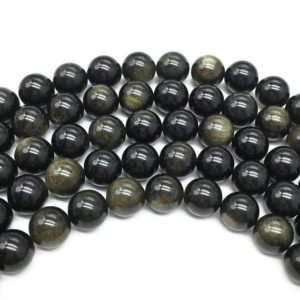 Shop Obsidian Round Beads! 10mm Gold Obsidian Beads, Round Gemstone Beads, Wholasela Beads | Natural genuine round Obsidian beads for beading and jewelry making.  #jewelry #beads #beadedjewelry #diyjewelry #jewelrymaking #beadstore #beading #affiliate #ad
