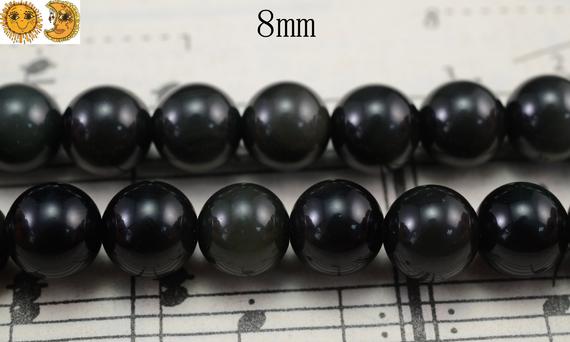 15 Inch Strand Of Aa High Natural Black Obsidian Smooth Round Beads 8mm 10mm 12mm 14mm 16mm For Choice