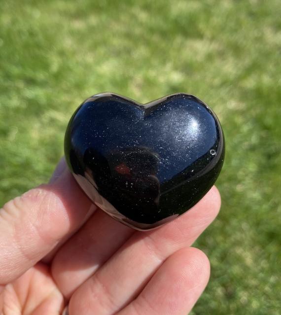 Black Obsidian Heart (1.5" - 1.75") Black Obsidian Crystal Heart - Healing Crystals - Polished Crystal Heart - Black Obsidian Stone Heart