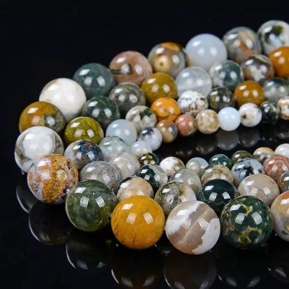 Ocean Jasper Gemstone Grade Aaa Round 6mm 8mm 10mm 12mm Loose Beads Bulk Lot 1,2,6,12 And 50 (d1)
