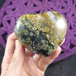 Shop Ocean Jasper Shapes! Large Ocean Jasper Heart Crystal Carved Stones Crystals Unique yellow green vugs orbital orbicular carving | Natural genuine stones & crystals in various shapes & sizes. Buy raw cut, tumbled, or polished gemstones for making jewelry or crystal healing energy vibration raising reiki stones. #crystals #gemstones #crystalhealing #crystalsandgemstones #energyhealing #affiliate #ad
