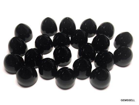 1 Pieces 6x6mm Black Onyx Bullet Shape Cabochon Gemstone, Black Onyx Bullet Cabochon Loose Gemstone, Black Onyx Cabochon Bullet Gemstone
