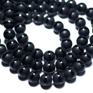 Shop Onyx Bead Shapes! 10pc – Perles Pierre Onyx noir Mat Givré Sablé Ligne Boules 6mm – 7427039741613 | Natural genuine other-shape Onyx beads for beading and jewelry making.  #jewelry #beads #beadedjewelry #diyjewelry #jewelrymaking #beadstore #beading #affiliate #ad