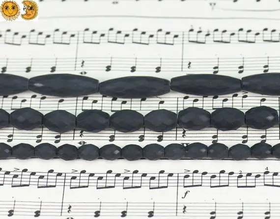 Black Onyx Matte Faceted (64 Faces)  Rice Beads,aagte Beads,6x9mm 10x14mm 10x30mm For Choice,15" Full Strand