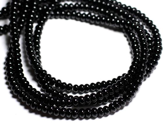 20pc - Perles De Pierre - Onyx Noir Rondelles 6x4mm -  4558550084385