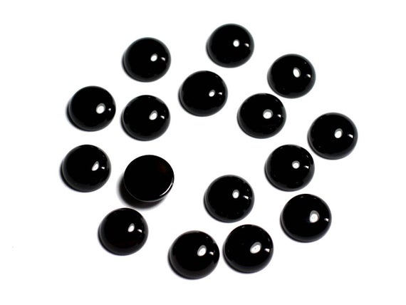 2pc - Cabochon Stone - Onyx Black Round 10mm - 4558550031488