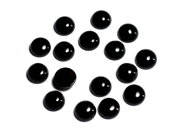 1pc - Cabochon Pierre Onyx Noir Rond 10mm - 7427039741927