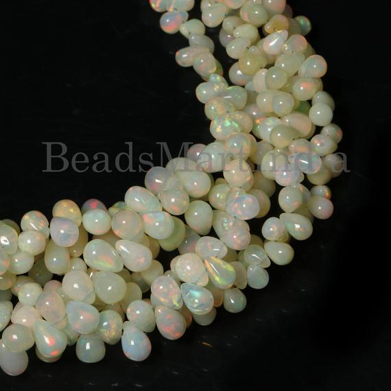 Natural Ethiopian Opal Drop Shape Beads, 4x5-8x11 Mm Ethiopian Opal Tear Drop Beads, Ethiopian Opal Plain Drop Beads, Ethiopian Opal Beads