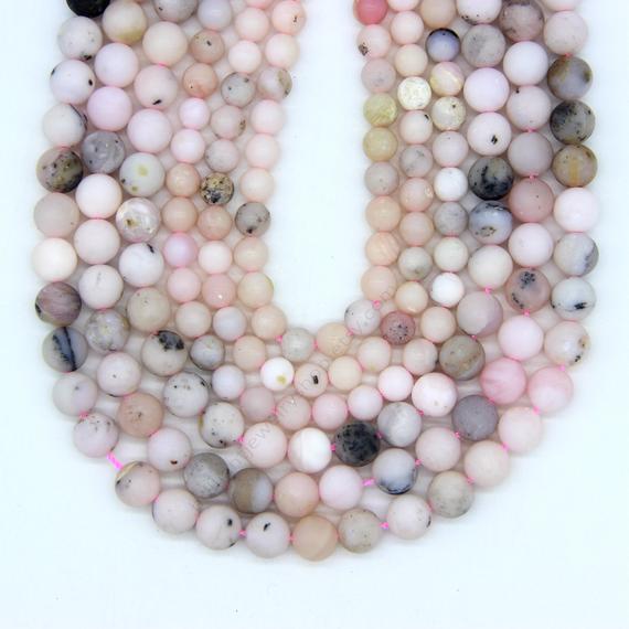 Natural Matte Pink Opal Beads 6mm 8mm Pink Opal Gemstone Beads Pink Mala Beads Craft Opal Beads Wholesale