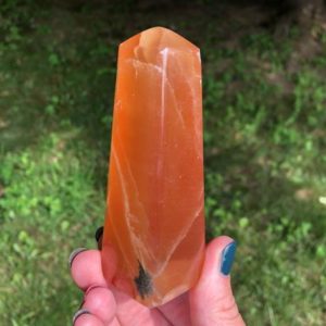 Shop Orange Calcite Points & Wands! 4" Honey Calcite Tower   Banded Orange Calcite Point Polished Glowing Gemstone Gift Crystal #2 | Natural genuine stones & crystals in various shapes & sizes. Buy raw cut, tumbled, or polished gemstones for making jewelry or crystal healing energy vibration raising reiki stones. #crystals #gemstones #crystalhealing #crystalsandgemstones #energyhealing #affiliate #ad