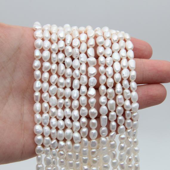 5~6mm Nugget Pearl,egg Pearls Beads,white Pearl,freshwater Pearl,seed Loose Pearl,pearl Strand,wedding Pearl,wholesale Pearl Beads Jewelry.