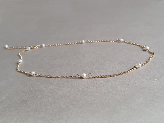 Pearl Minimalist Necklace, July Birthstone, Gold Pearl Necklace,  Gift For Her, Minimalist Jewelry