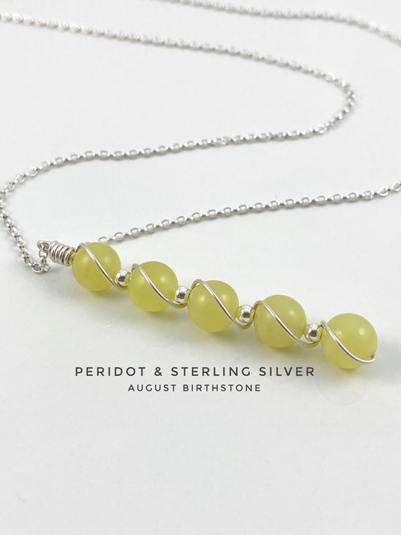 August Birthstone, Peridot Necklace, Sterling Silver