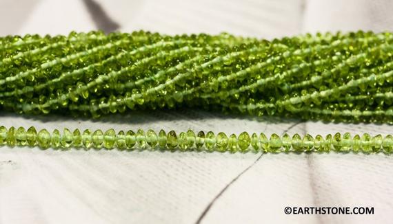 S/ Peridot 5mm/ 4mm/ 3mm Rondelle Beads 15" Strand Natural Green Gemstone Peridot Spacer Beads For Jewelry Making