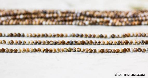 Xs-s/ Picture Jasper 2mm/ 3mm/ 4mm Round Beads 15.5" Strand Earthy Color Jasper Gemstone Beads For Jewelry Making