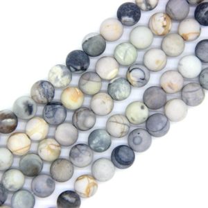 Shop Picture Jasper Beads! Matte Picasso Jasper Beads 4mm 6mm 8mm 10mm Natural Black Gray Silver Picasso Jasper Mala Beads Line Picture Jasper Gemstone Beading Craft | Natural genuine beads Picture Jasper beads for beading and jewelry making.  #jewelry #beads #beadedjewelry #diyjewelry #jewelrymaking #beadstore #beading #affiliate #ad