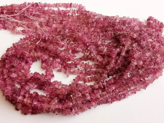 3-6mm Pink Tourmaline Chips, Pink Tourmaline Beads,  Pink Tourmaline For Necklace, Raw Pink Tourmaline Chips (16in To 32in Strand) - Dpa4