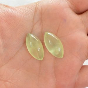 Shop Prehnite Cabochons! Green Prehnite Gemstone, Matched Pairs, Puffed Marquise Shape Cabochon, 2 Pieces Lot, Gemstone For Jewelry, Smooth Polished  12x24mm #AR9939 | Natural genuine stones & crystals in various shapes & sizes. Buy raw cut, tumbled, or polished gemstones for making jewelry or crystal healing energy vibration raising reiki stones. #crystals #gemstones #crystalhealing #crystalsandgemstones #energyhealing #affiliate #ad