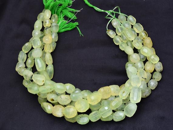 Aaa Prehnite 14mm-18mm Faceted Nugget Beads | Prehnite Gemstone Nuggets | Natural Semi Precious Fancy Uneven Beads For Jewelry | 15" Strand