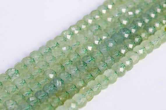 Genuine Natural Light Green Prehnite Loose Beads Grade Aaa Faceted Rondelle Shape 6x4mm