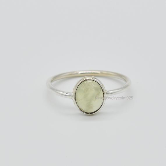 Green Prehnite Ring | 925 Sterling Silver Rings | Handmade Ring | Women Ring | Gemstone Ring | Boho Ring | Designer Ring