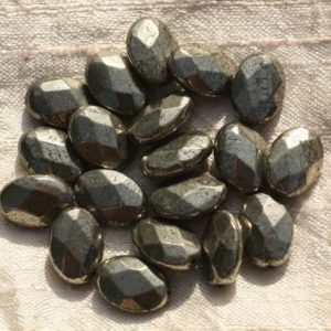 Shop Pyrite Faceted Beads! 2pc – Perles Pierre Pyrite Ovales Facettés 14x10mm métal gris or doré – 4558550015754 | Natural genuine faceted Pyrite beads for beading and jewelry making.  #jewelry #beads #beadedjewelry #diyjewelry #jewelrymaking #beadstore #beading #affiliate #ad