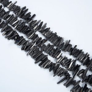 Shop Gemstone Chip & Nugget Beads! Natural Raw Matte Black Crystals Quartz Points Tower Beads,Obelisk Raw Quartz High Quality Mix Size Crystals Quartz Top Drilled Gemstone. | Natural genuine chip Gemstone beads for beading and jewelry making.  #jewelry #beads #beadedjewelry #diyjewelry #jewelrymaking #beadstore #beading #affiliate #ad