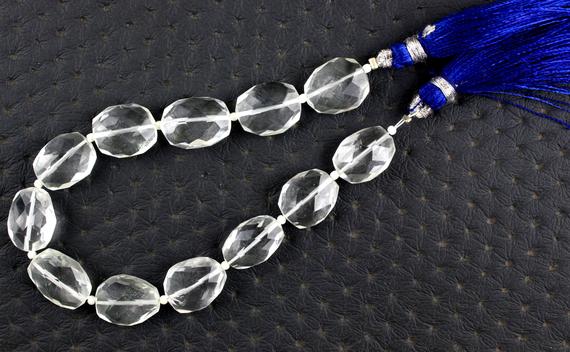 Unique Style 1 Strand Natural Clear Quartz Gemstone, 12 Pieces Faceted Nuggets Shape Beads, Size 9x13-10x14 Mm Making Jewelry Wholesale Rate