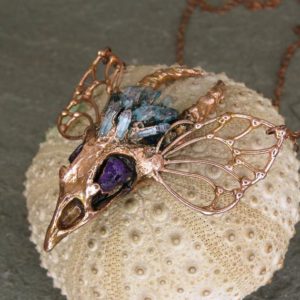Shop Quartz Crystal Pendants! Fantasy dragon necklace fairy wing crystal skull copper wings pendant jewelry gift for men women | Natural genuine Quartz pendants. Buy handcrafted artisan men's jewelry, gifts for men.  Unique handmade mens fashion accessories. #jewelry #beadedpendants #beadedjewelry #shopping #gift #handmadejewelry #pendants #affiliate #ad