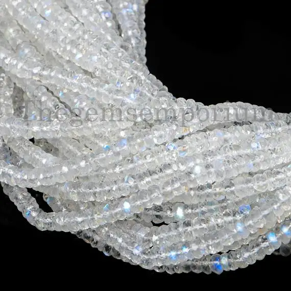 Superb Quality Rainbow Moonstone Faceted Rondelle Beads,3-4mm Rainbow Moonstone Beads, Extremely Rare Moonstone Rondelles, Faceted Beads