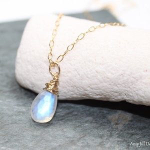 Rainbow Moonstone Necklace, Gold Filled, Moonstone Wire Wrap Pendant, Blue Flash, Moonstone Jewelry, Gemstone Jewelry | Natural genuine Gemstone jewelry. Buy crystal jewelry, handmade handcrafted artisan jewelry for women.  Unique handmade gift ideas. #jewelry #beadedjewelry #beadedjewelry #gift #shopping #handmadejewelry #fashion #style #product #jewelry #affiliate #ad