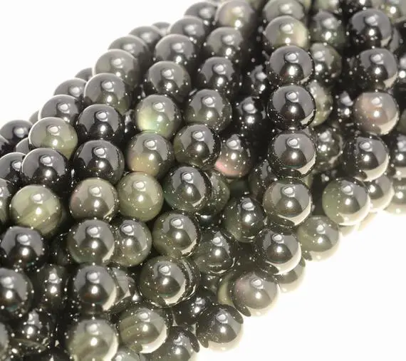 Rainbow Obsidian Gemstone Grade A 4mm 6mm 8mm 10mm Round Loose Beads 15 Inch Full Strand Lot 1,2,6,12 And 50 (90183347-400)